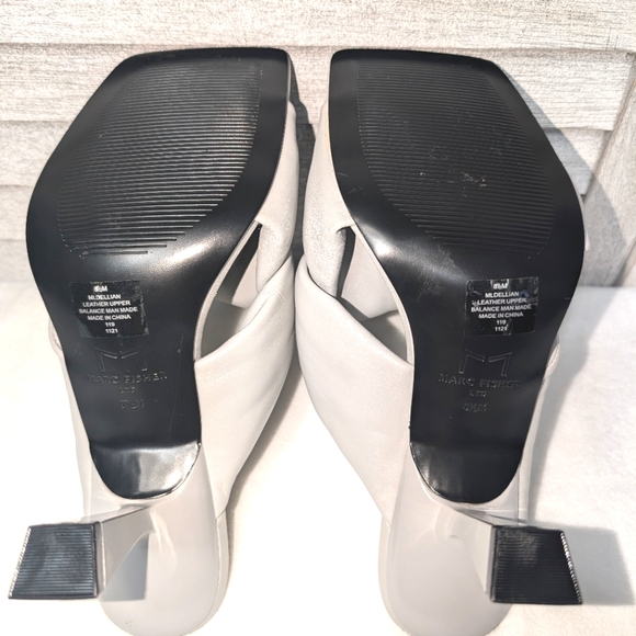 New Marc Fisher Ltd Womens Gray Dellian Toe Slip On Leather Heeled Sandal - Picture 7 of 8